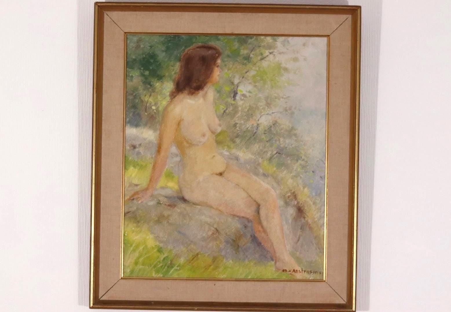 Original Norwegian Oil On Canvas – “Sitting Woman” By Karl Vilhelm Anstensen – Signed & Framed – 66 × 74 Cm (26.0" × 29.1")