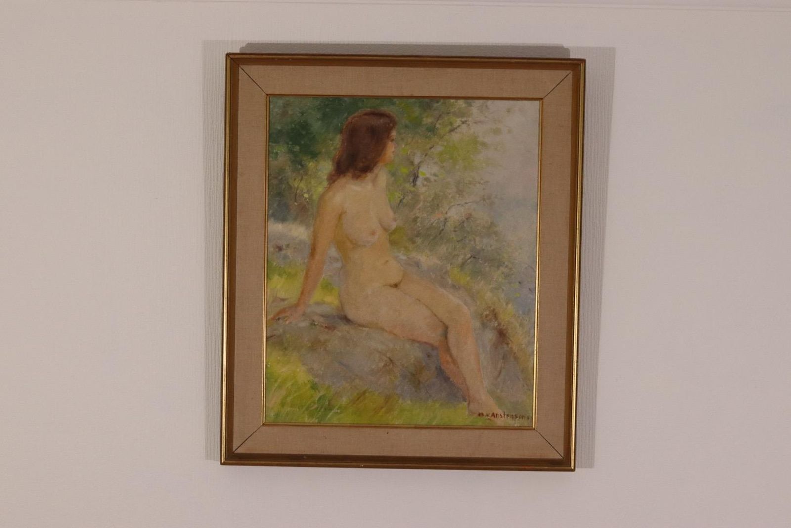 Original Norwegian Oil On Canvas – “Sitting Woman” By Karl Vilhelm Anstensen – Signed & Framed – 66 × 74 Cm (26.0" × 29.1") photo furniture