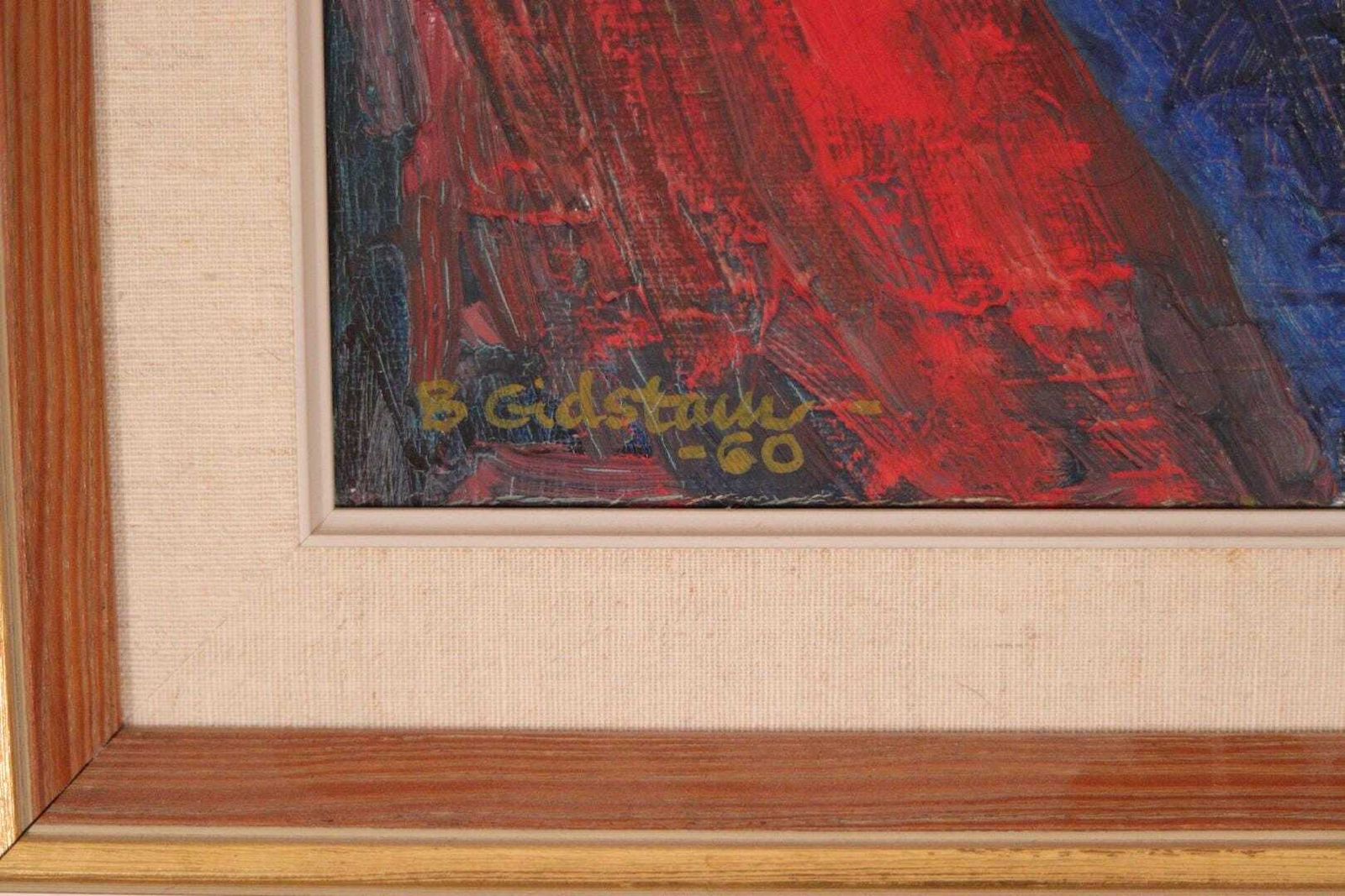 Original Swedish Oil On Canvas – “Gaze Beyond The Canvas” By Björn Gidstam – Signed & Framed – 54.5 × 38.5 Cm (21.5" × 15.2") photo vintage