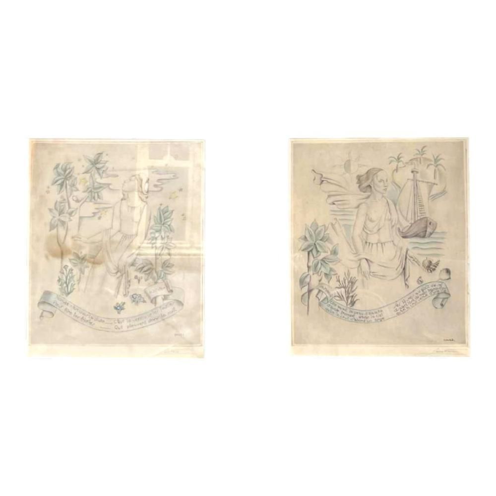 photo buy Leon Navez, R Vivier & A Marin, Engravings, Set Of 2