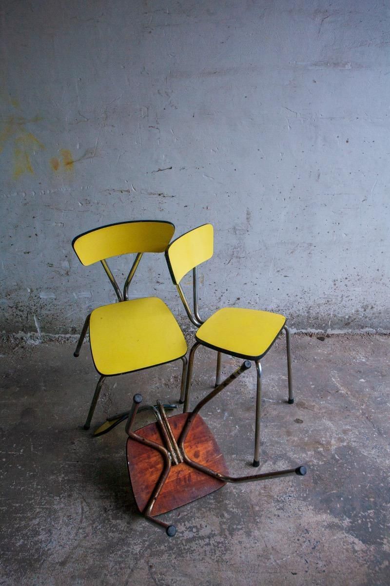 Vintage Yellow Chair In Metal photo furniture
