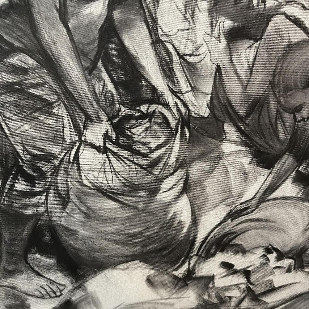 photo furniture Denis Matemo, Market Scene, Charcoal On Canvas, 2016