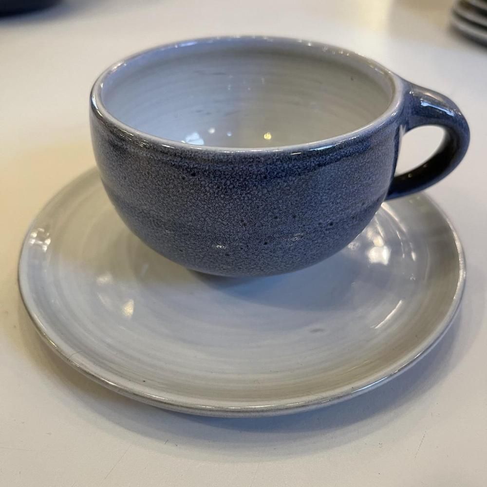 Blue Glazed Ceramic Coffee Service By Bernard Thiran, 1970s, Set Of 17 photo 534.0