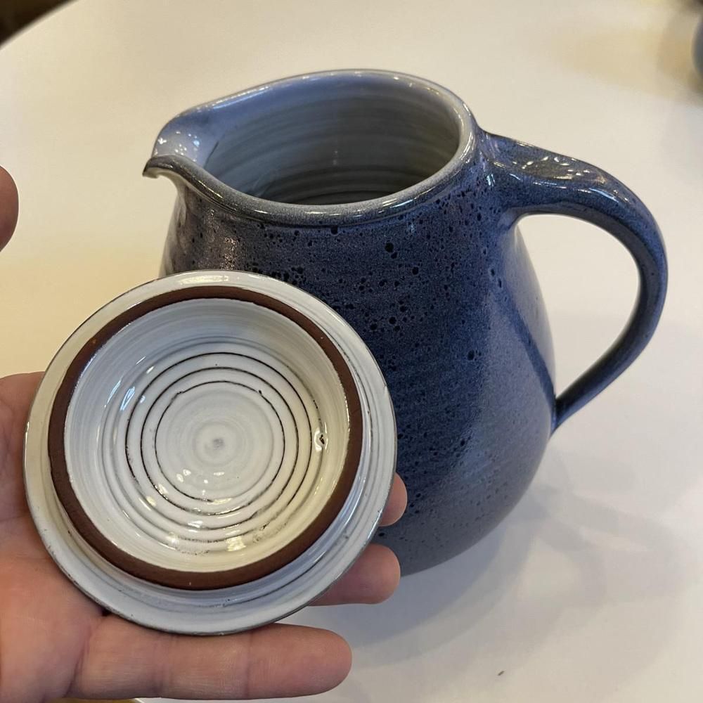 Blauw Geglazuurd Keramisch Koffieservies Van Bernard Thiran, Jaren 1970, Set Van 17 photo vintage