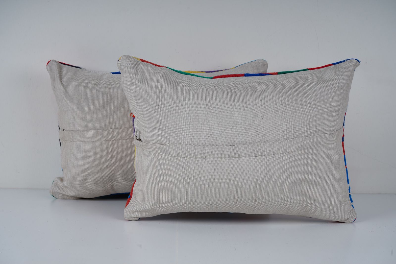 Turkish Kilim Pillow Set, Bohemian Tribal Accent Cushions photo for sale