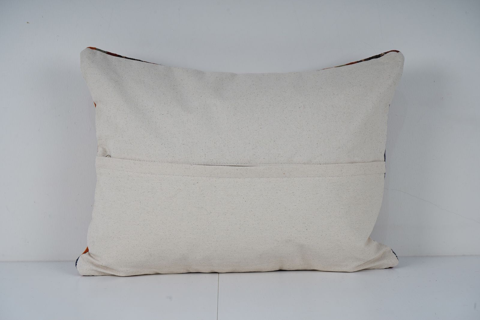 Handmade Organic Wool Lumbar Striped Lumbar Kilim Pillow Cover, Ethnic Chair Cushion Decor From Anatolian photo for sale