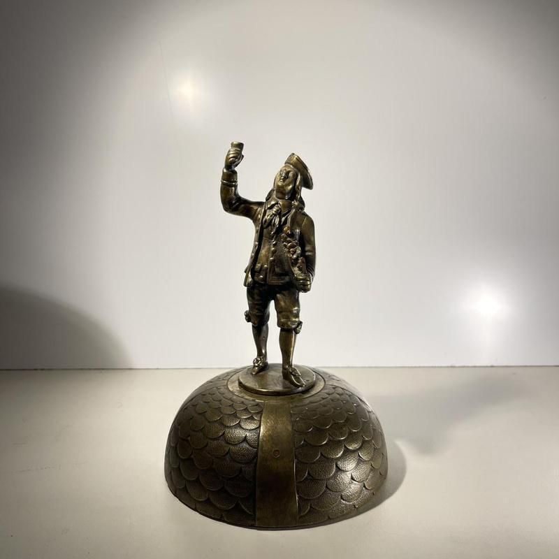 photo for sale Desk Bell Figurine In Bronze With Acorn Shaped Chimes, 19th Century