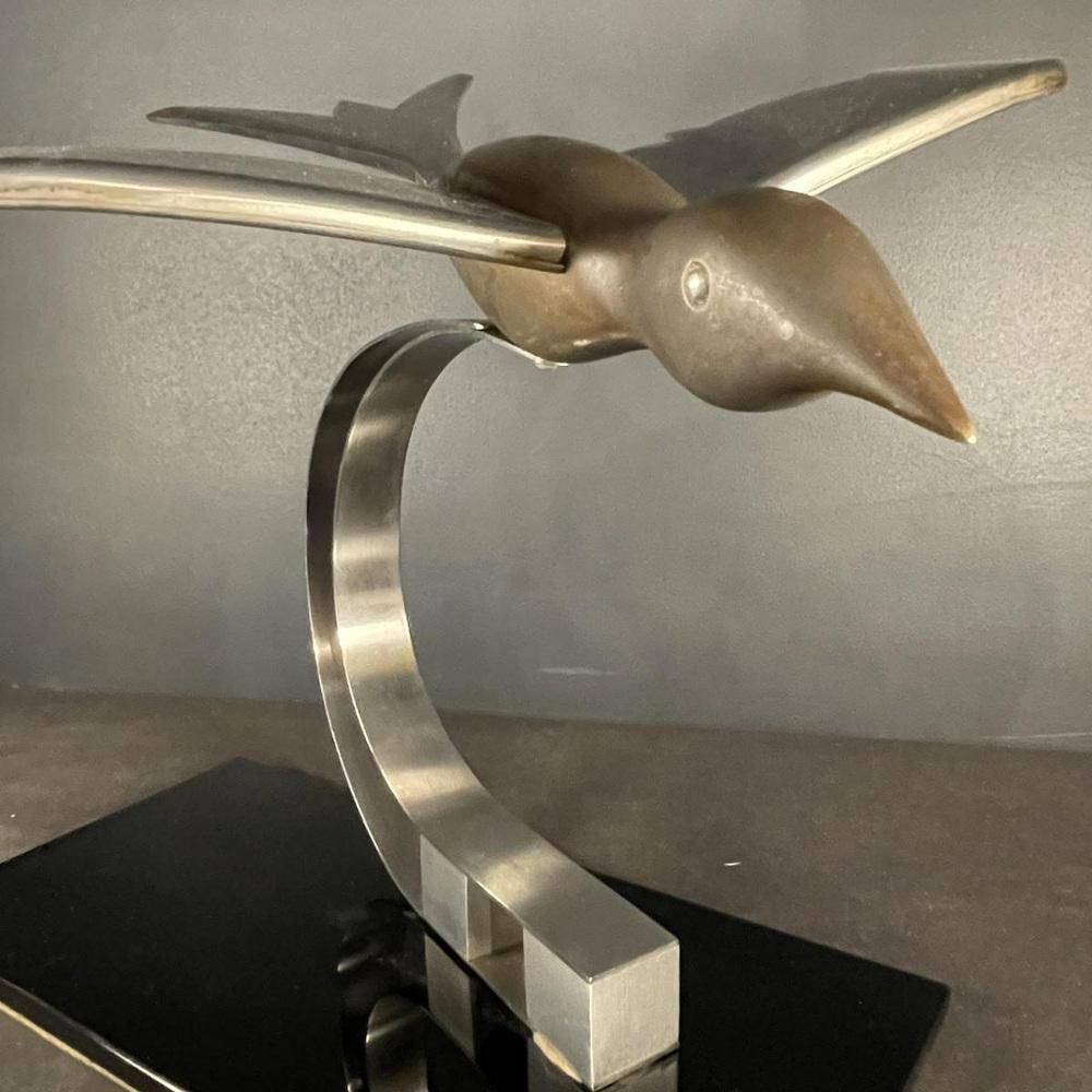 Art Deco Metal Sculpture Of Bird, 1930s photo vinterior