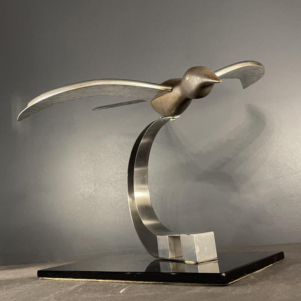 photo vinterior Art Deco Metal Sculpture Of Bird, 1930s