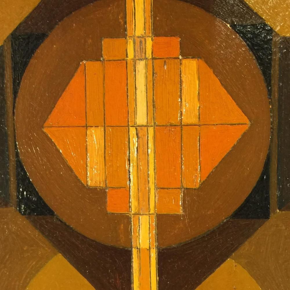 Jean Boquet, Geometric Abstraction, Oil On Panel, 1940s photo for sale