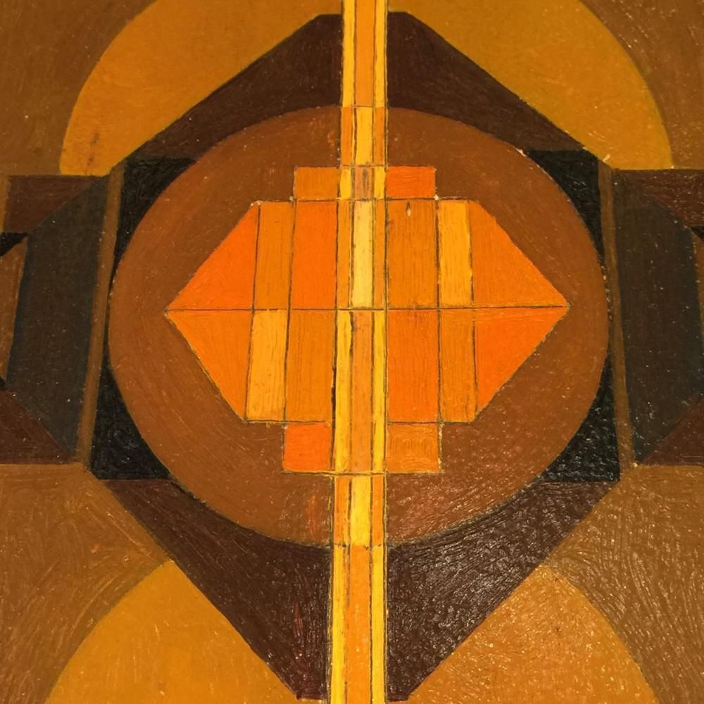 Jean Boquet, Geometric Abstraction, Oil On Panel, 1940s photo vinterior