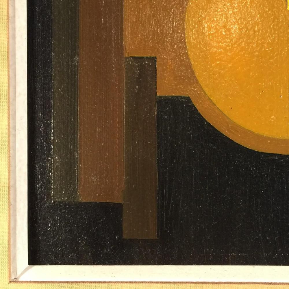 Jean Boquet, Geometric Abstraction, Oil On Panel, 1940s photo vintage