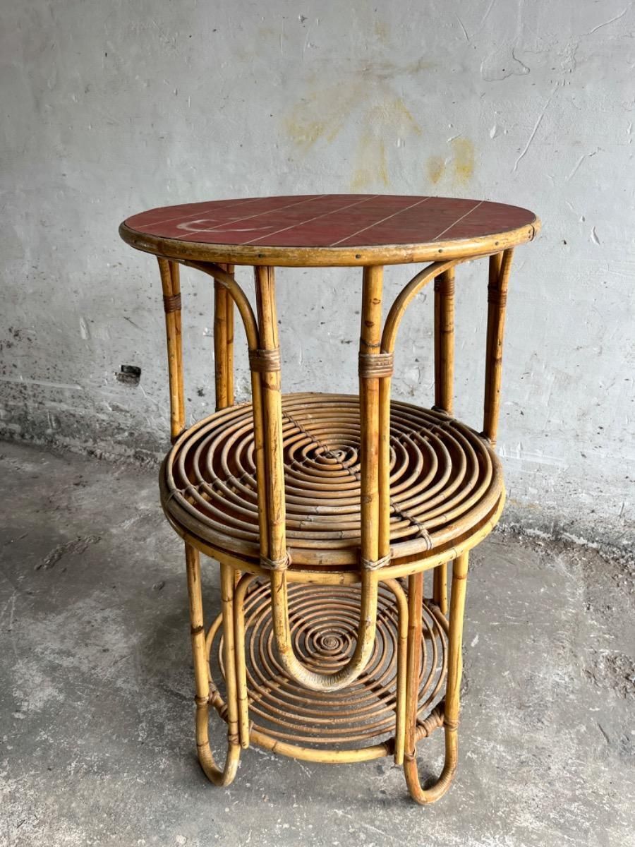 Vintage Rattan Side Tables In The Style Of Rohé Noordwolde, Set Of 2 photo vinterior