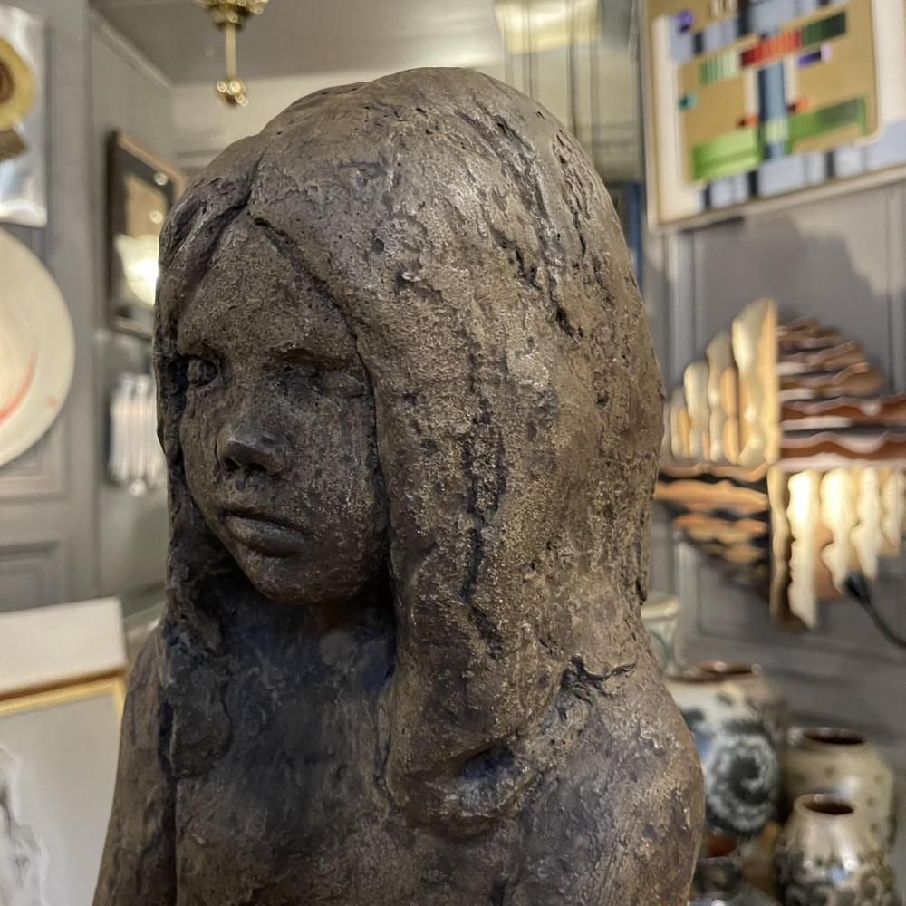 Stoneware Girl In The Style Of Elie Van Damme For Amphora, 1970s photo Art