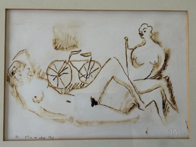 V. Prado (Mexican, 1991) – Pair Of Modernist Figurative Drawings photo Art