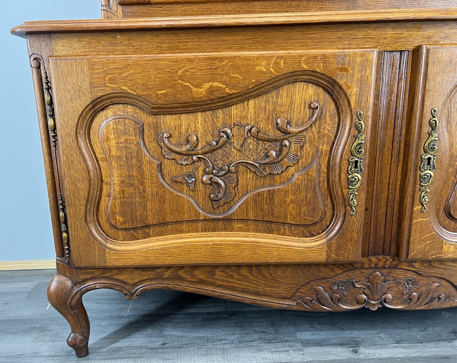 Bookcase Vintage French Louis XIV Style Oak Display Cabinet Sideboard Lot 4477 photo buy