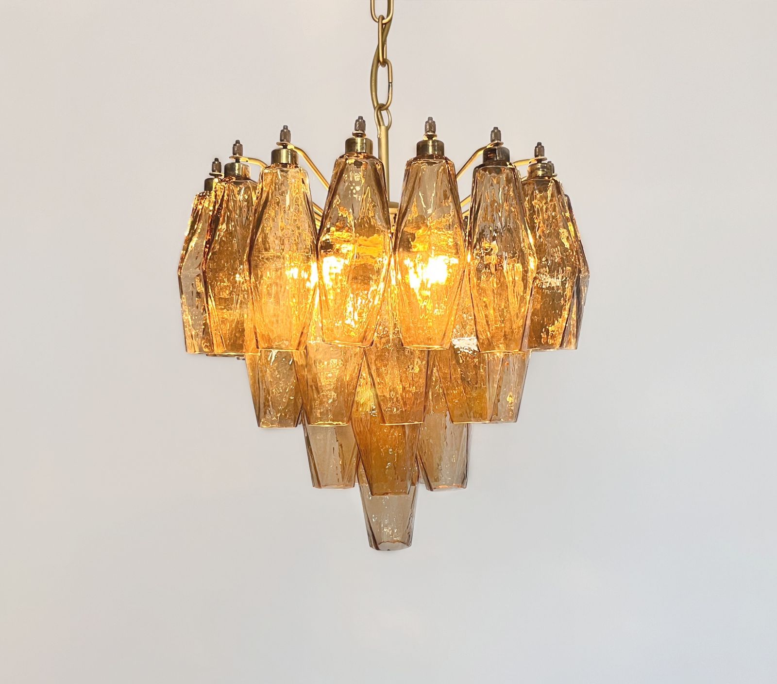 Elegant Murano Poliedri Chandelier   Carlo Scarpa Design   Smoked Glasses photo Lighting