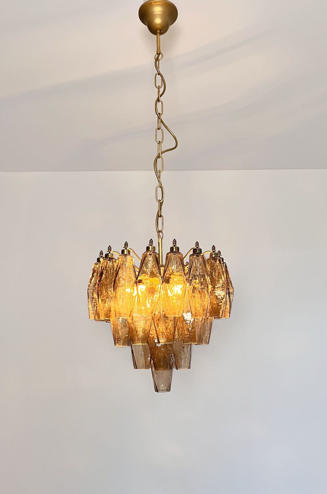 805.0 Elegant Murano Poliedri Chandelier   Carlo Scarpa Design   Smoked Glasses photo