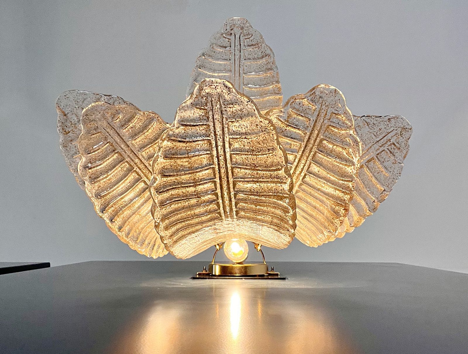 Pair Of Vintage Murano Felci Wall Sconces – Gold Glass Petals photo 440.0