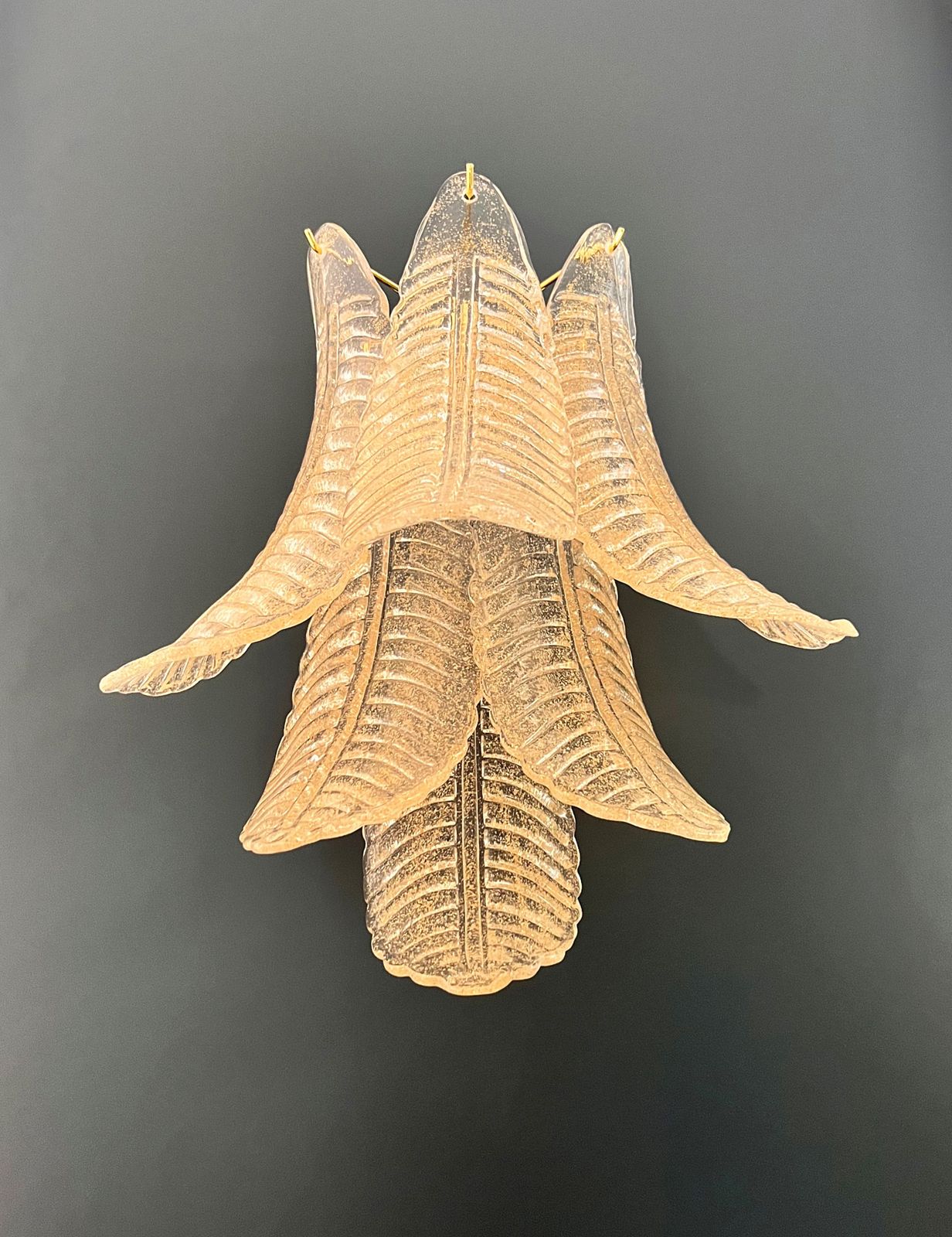 Pair Of Vintage Murano Felci Wall Sconces – Gold Glass Petals photo vintage