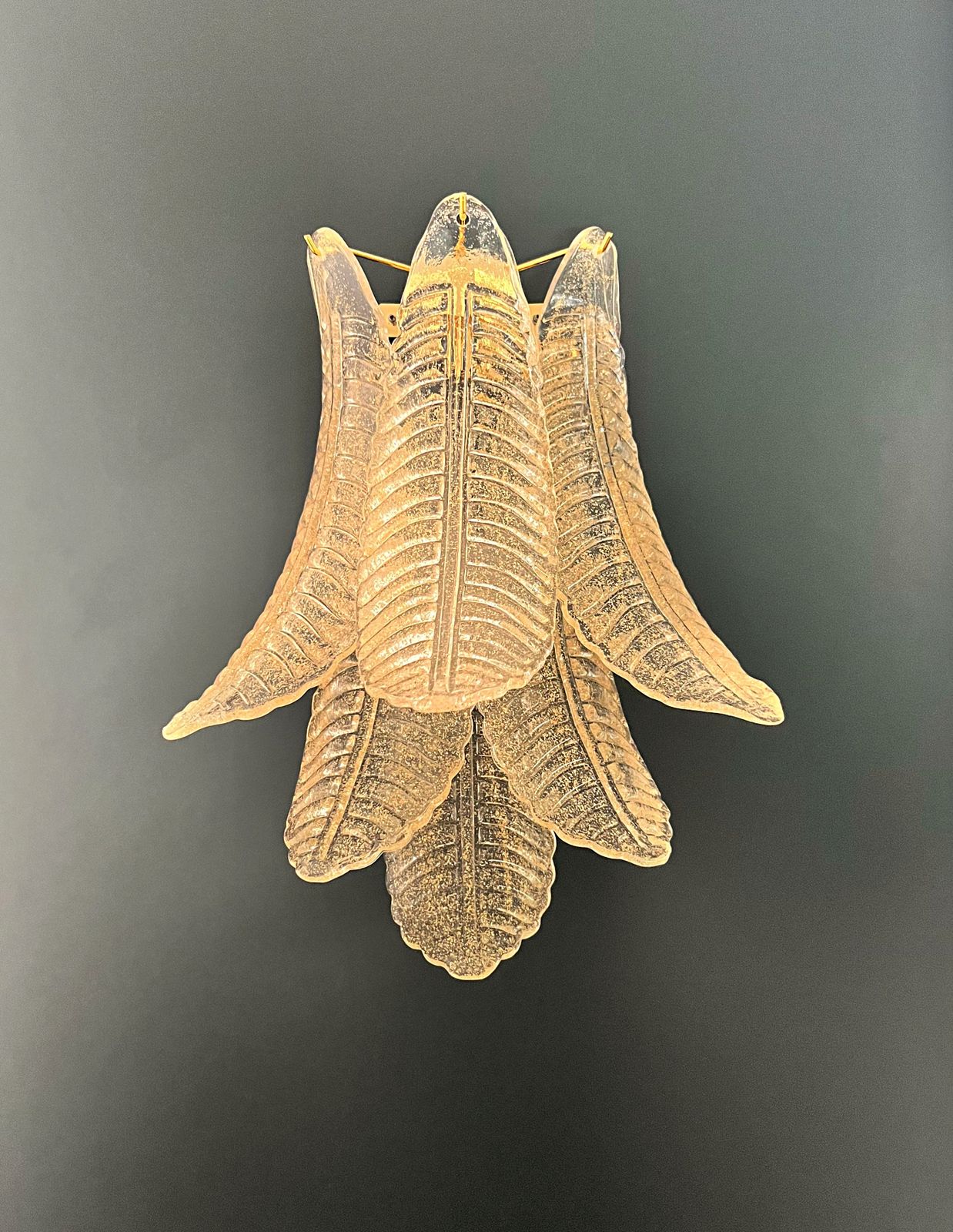 Pair Of Vintage Murano Felci Wall Sconces – Gold Glass Petals