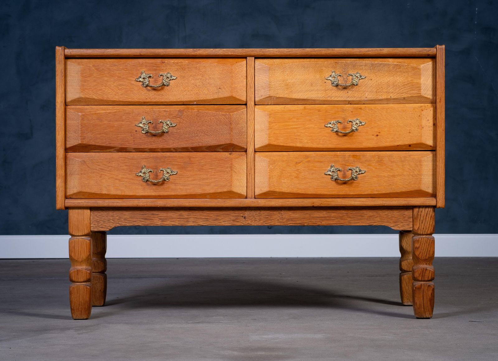 Brutalist Oak Chest Of Drawers By Henning Kjærnulf, 1970s photo 1188.0