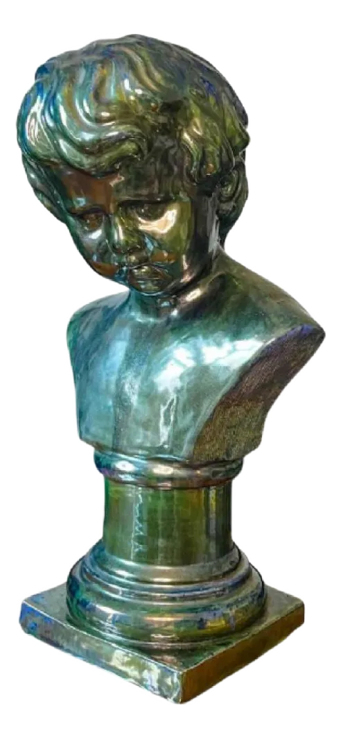 Bust Of A Young Boy In Salted Stoneware By Louis Gustave Cambier & Roger Guerin, 1925