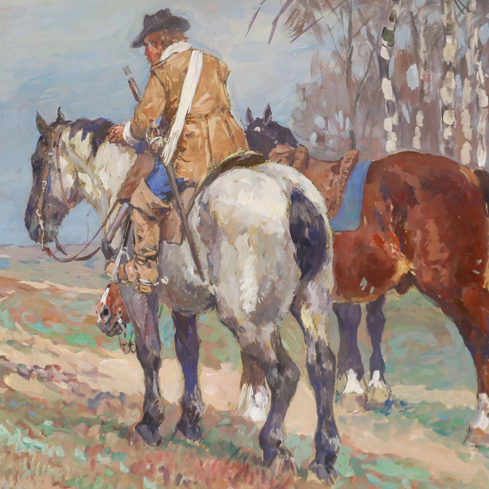 Willy Brandes (1876 1956) Early 20th Century Gouache, Mercenaries On Horseback photo 650.0