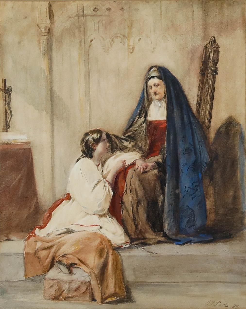 Paul Falconer Poole Ra (1807 1879) 1839 Watercolour, Holy Sister's Guidance photo furniture