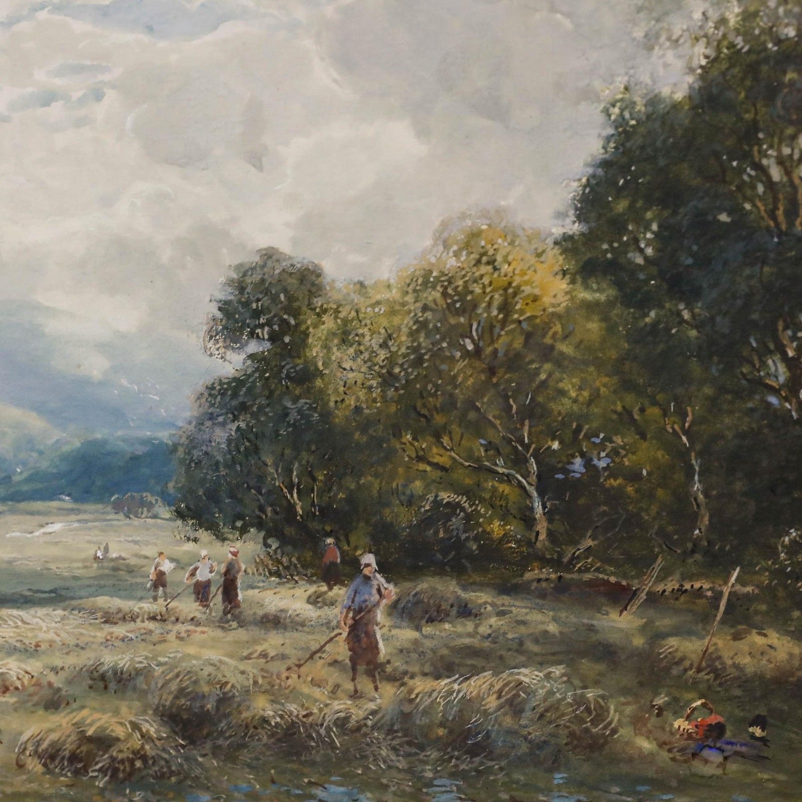 William Manners Rba (1860 1930)  Watercolour, Haymaking Near The Langdale Pikes photo Art