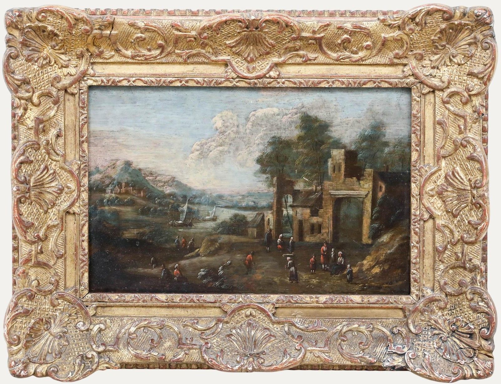 Attrib. Marc Baets Framed Early 18th Century Oil, Life On The Lakeside