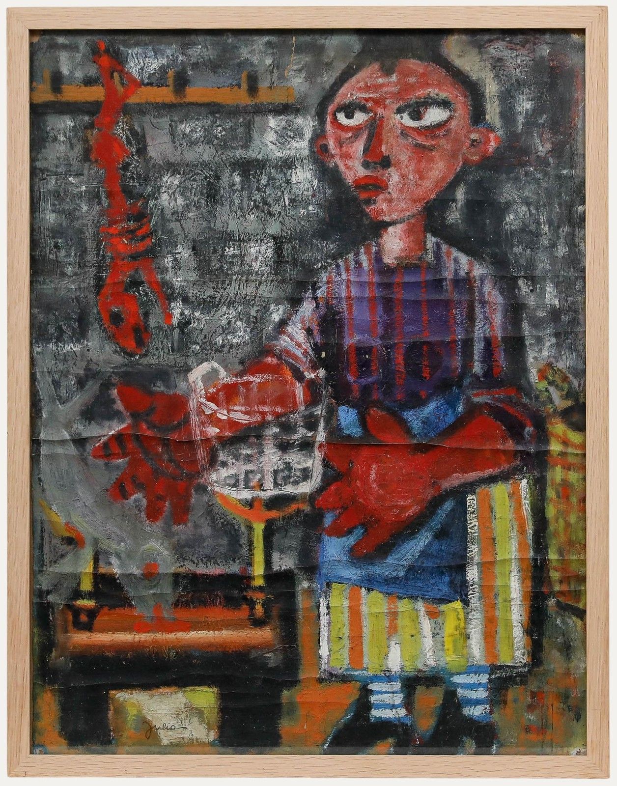 Christian Julia (1921 1991) Mid 20th Century Oil, In The Kitchen
