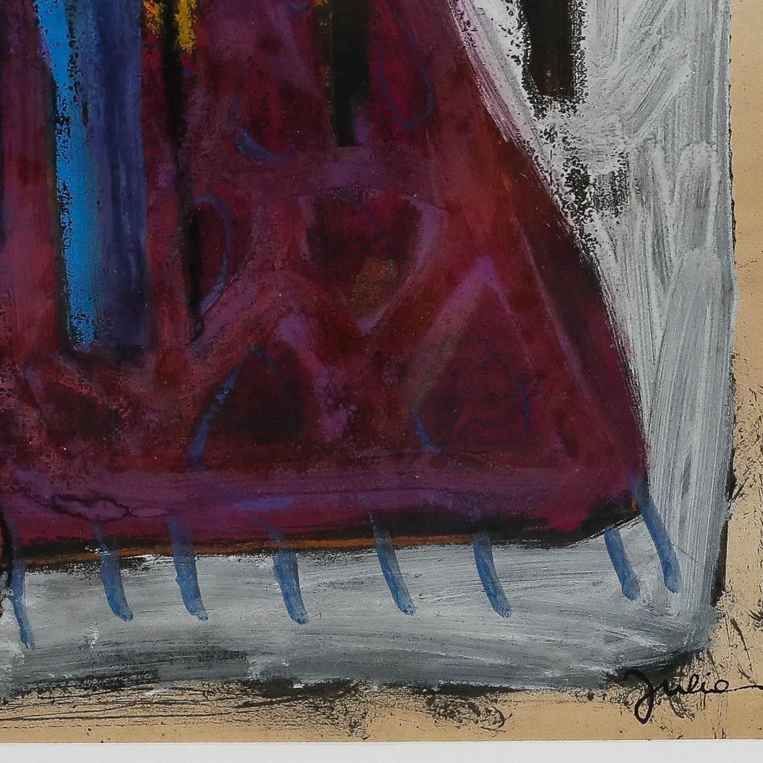 Christian Julia (1921 1991) Mid 20th Century Mixed Media, Lady And Sculpture photo vinterior