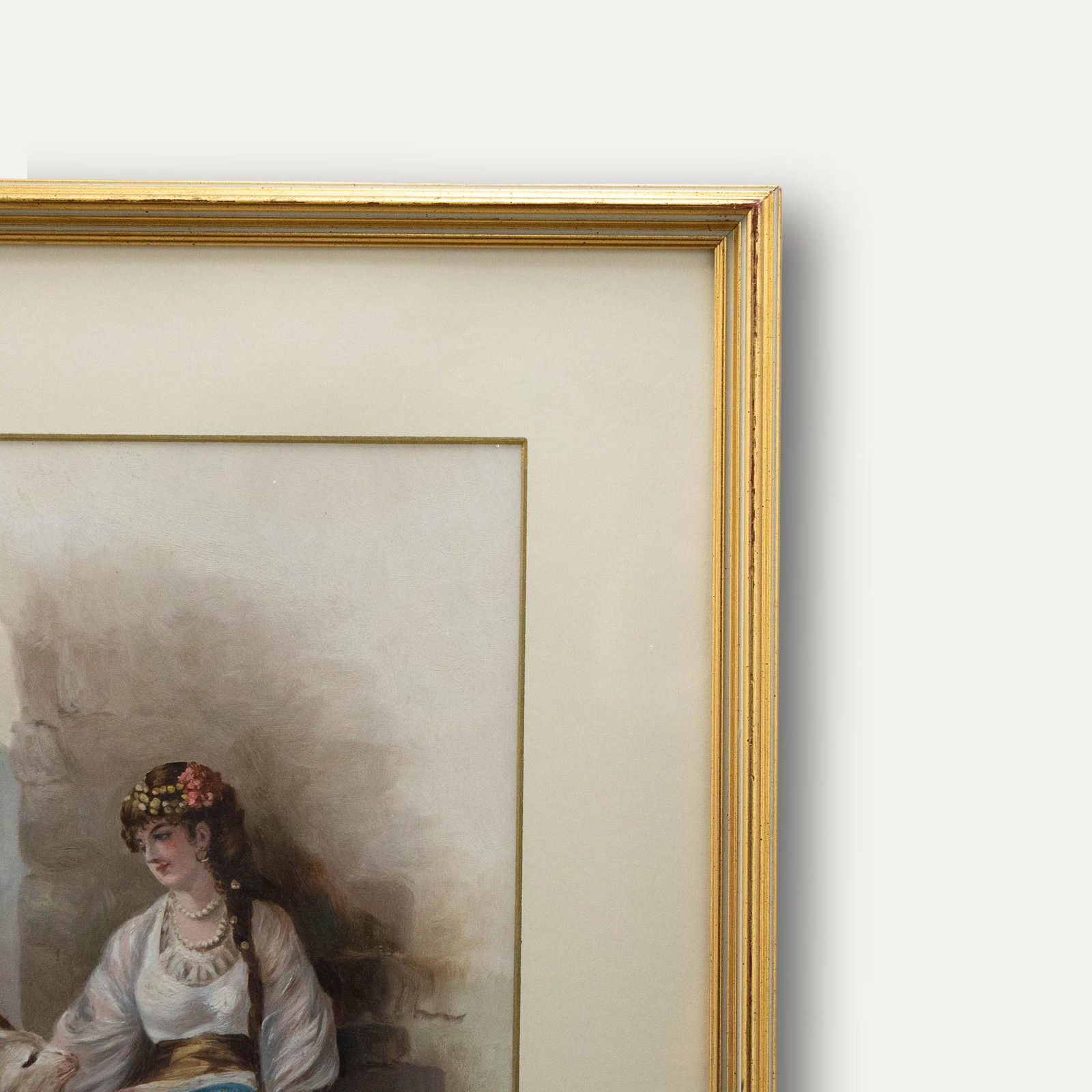 Framed Late 19th Century Oil Parisian Gypsy With Goat photo 395.0