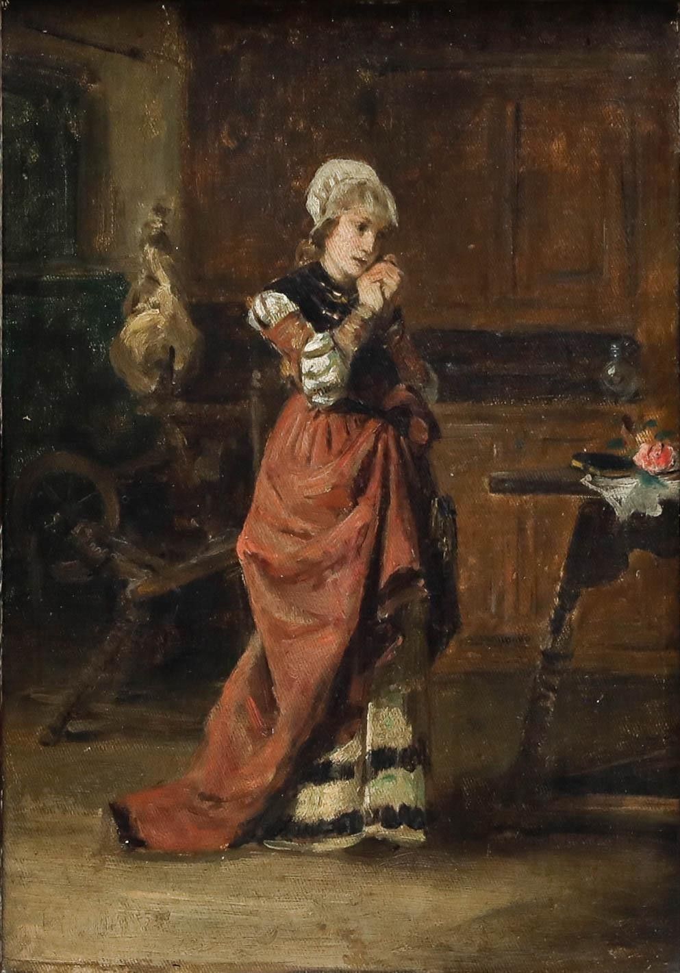 Follower Of Paul Edouard Richard Sohn (1834 1912) Framed Oil, Betende photo furniture