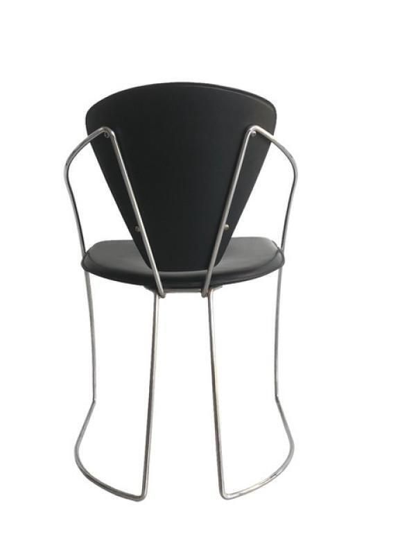 Vintage Chromed Steel & Black Skai Chairs, 1980s, Set Of 4 photo furniture