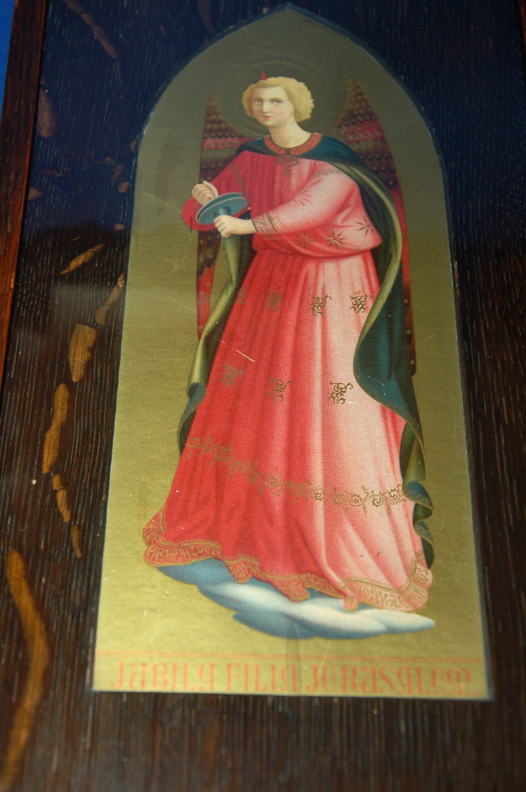 An Antique Fra Angelico Medieval  Angel Icon Print, Framed & Mounted photo furniture