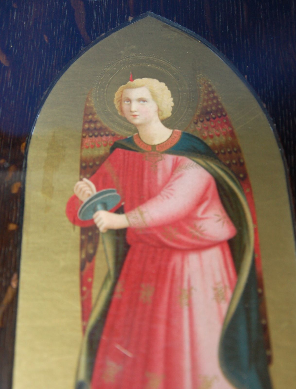 An Antique Fra Angelico Medieval  Angel Icon Print, Framed & Mounted photo for sale
