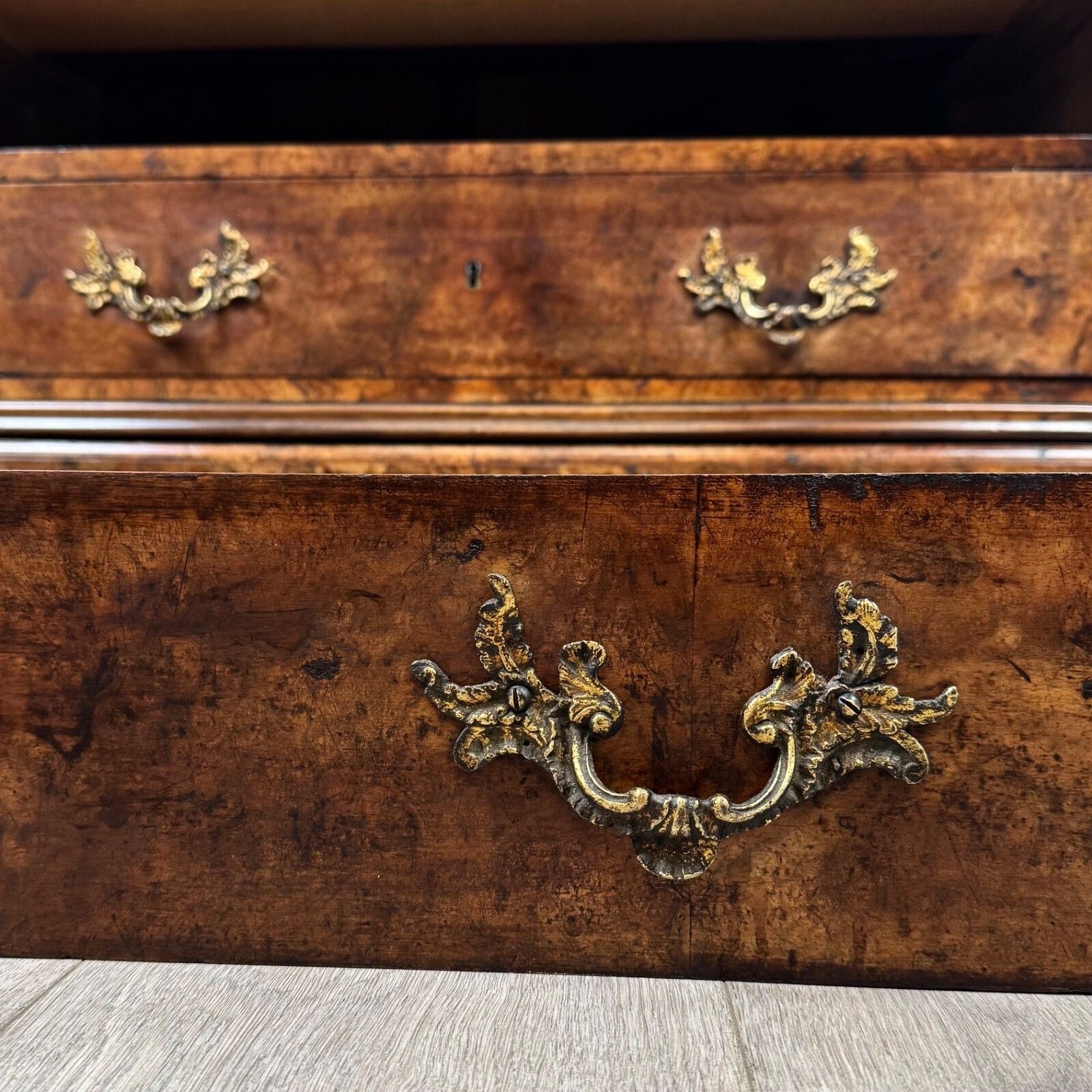 Furniture Antique 19th Century Burr Walnut French Chest Of Drawers photo