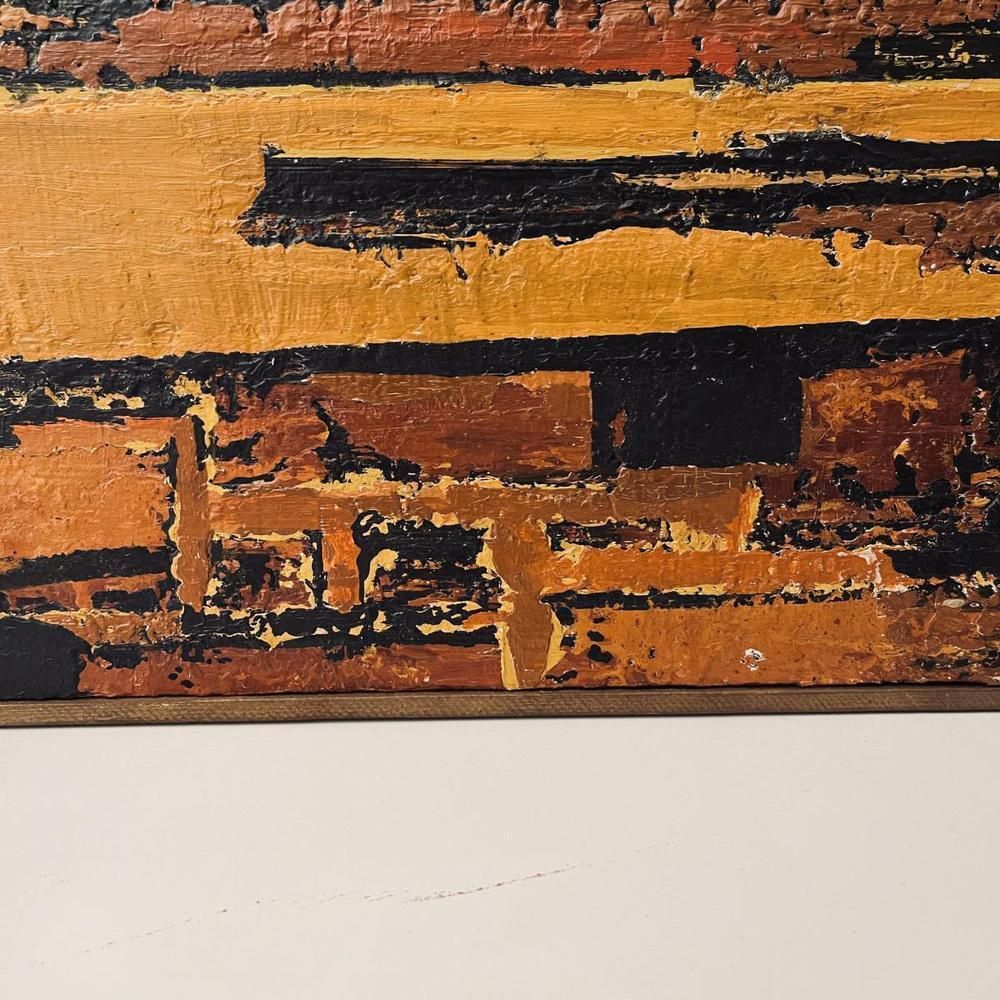 Serge Detriaux, Abstract Orange And Black Composition, Oil On Panel, 1998 photo buy