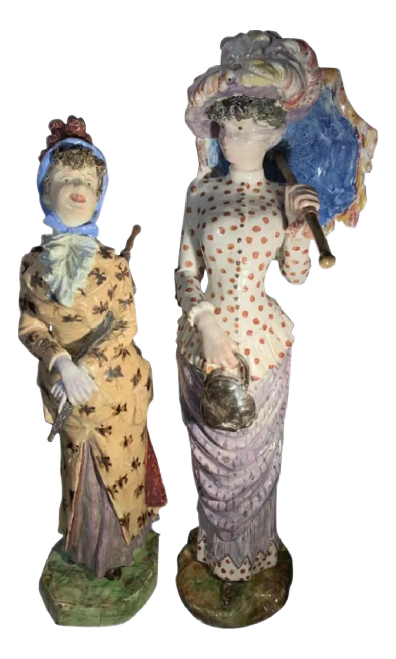 Impressionistische Aardewerken Vrouwensculpturen Van Cacciapuoti Fratelli, 1881 – Set Van 2