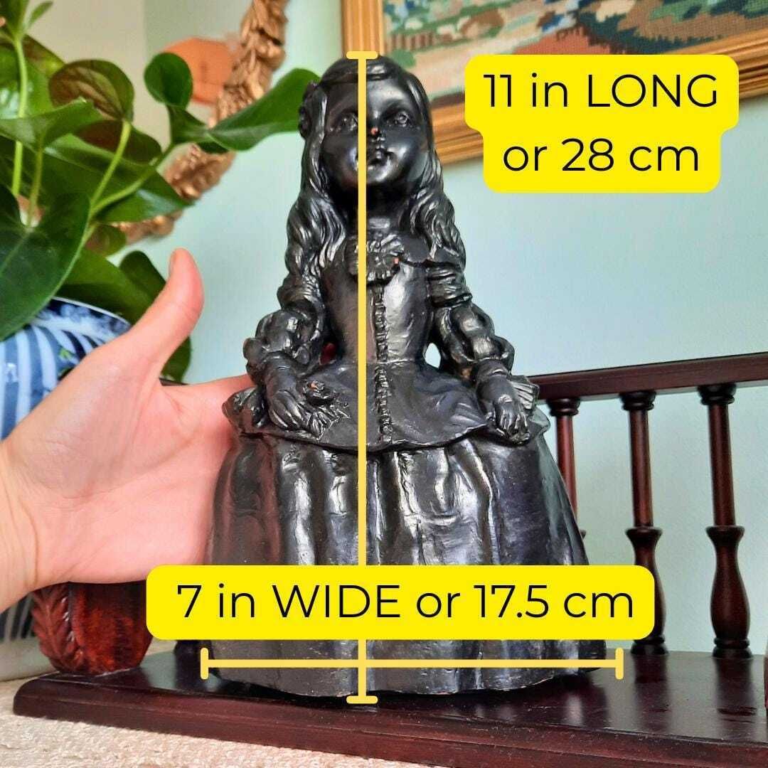 Urregui Cold Painted Terracotta Sculpture Of Princess Margarita From Painting Las Meninas De Velazquez. photo for sale