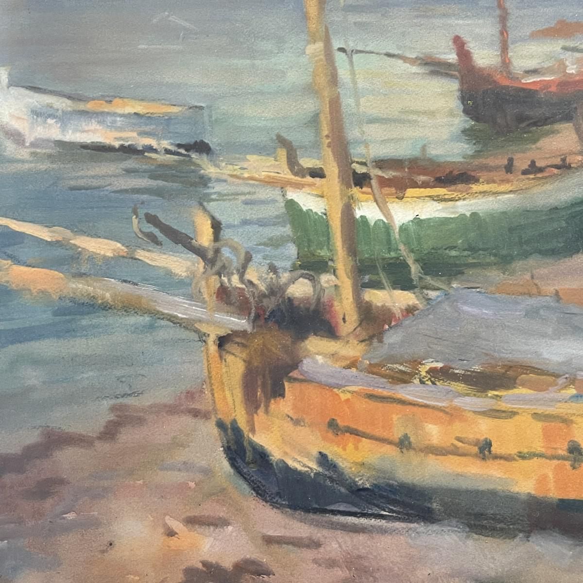 Jules Van De Leene, Stranded Boats, Gouache, Jaren 1920 photo 1278.0