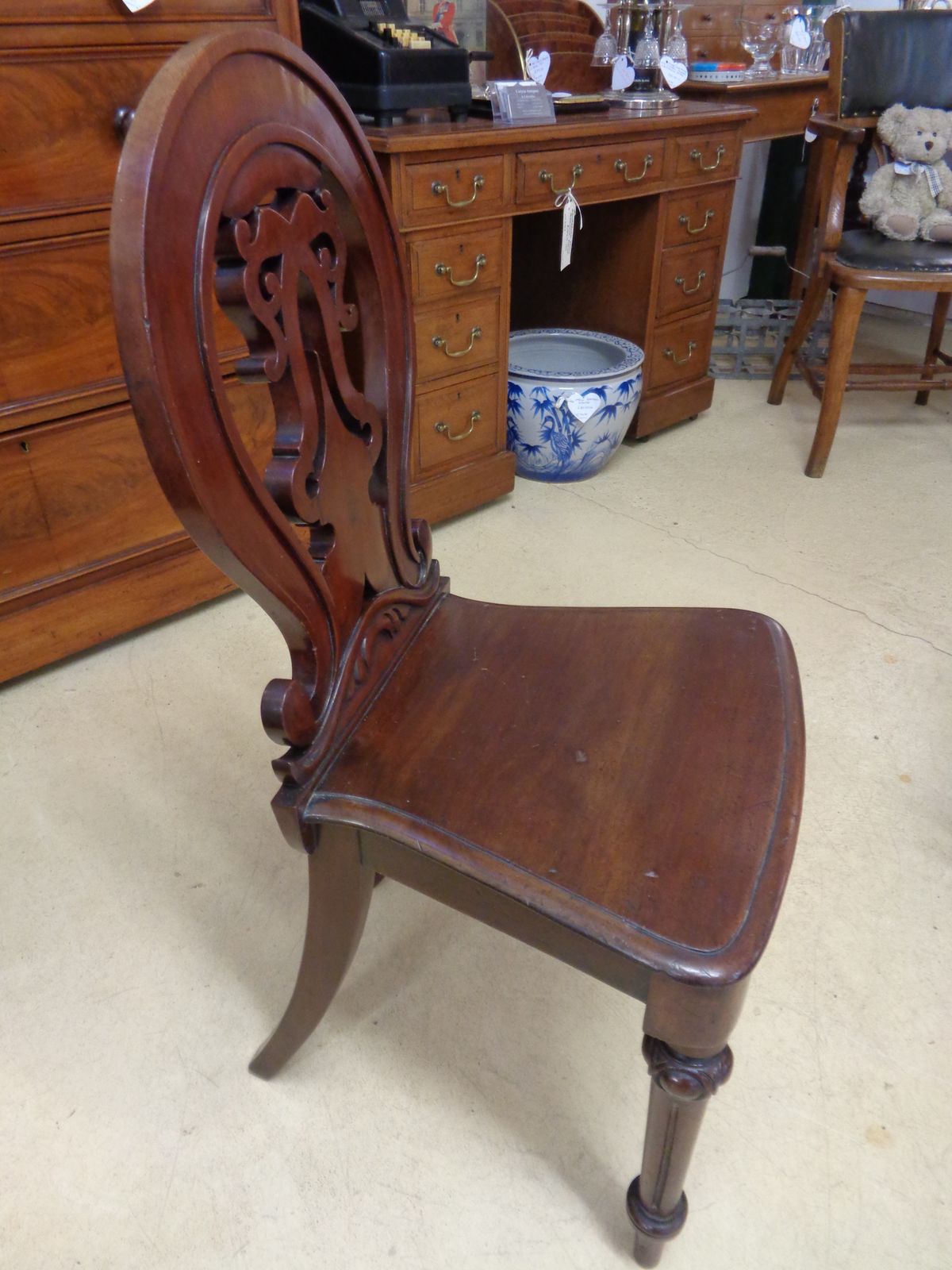 Heavy Mahogany Hall Chair, Mid 20th Century photo Furniture