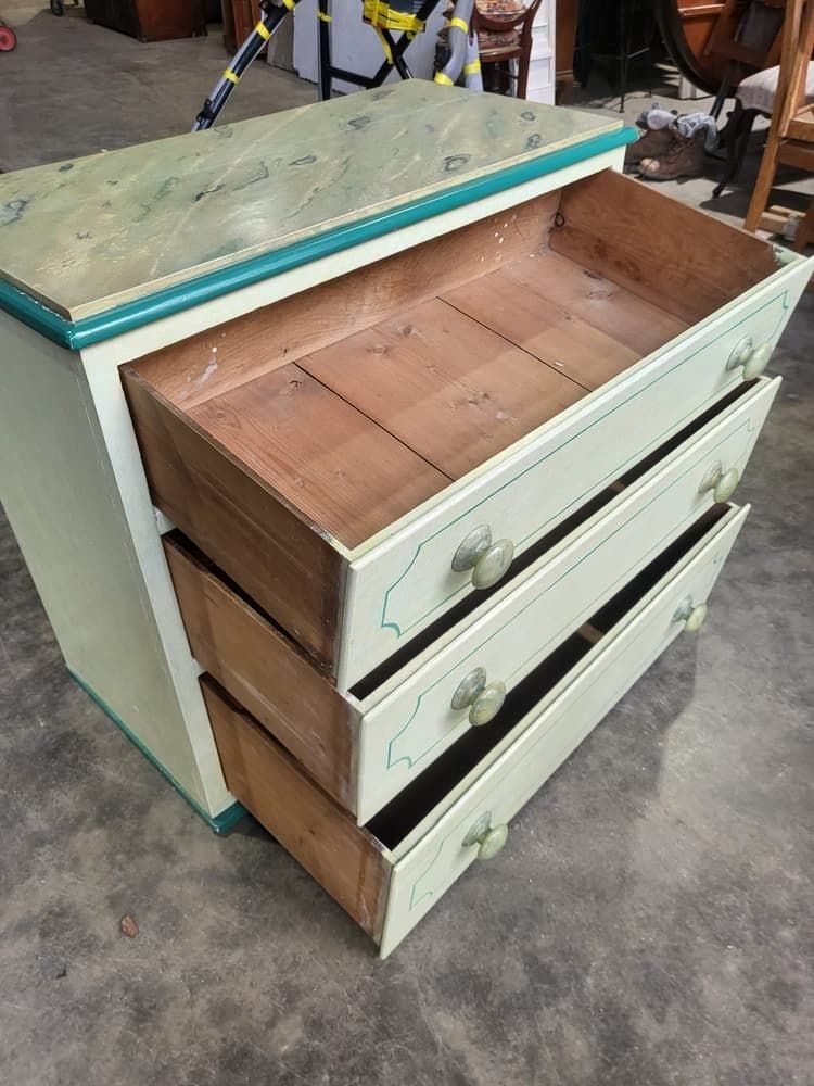 Antique Victorian Painted Small Low Chest Of Drawers photo Furniture