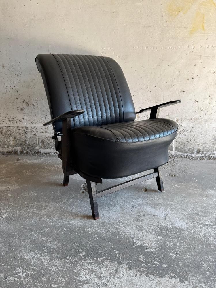 Vintage Racing Chair In Black Imitation Leather photo furniture