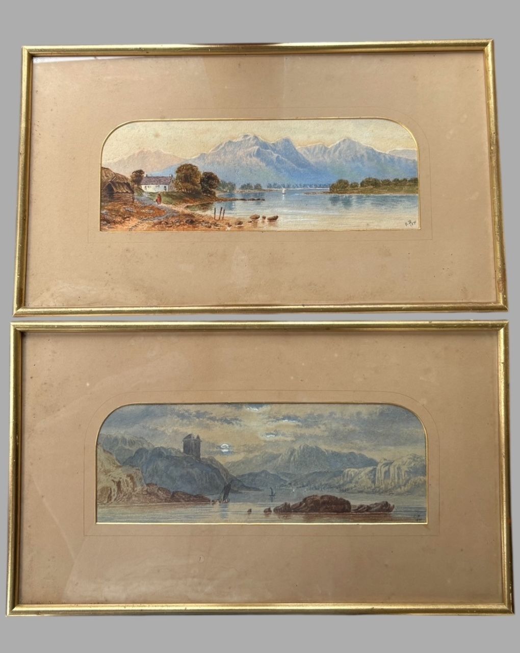 Pair Of Victorian Lake & Mountain Watercolours, Dated 1875