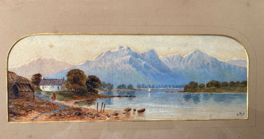 Pair Of Victorian Lake & Mountain Watercolours, Dated 1875 photo for sale