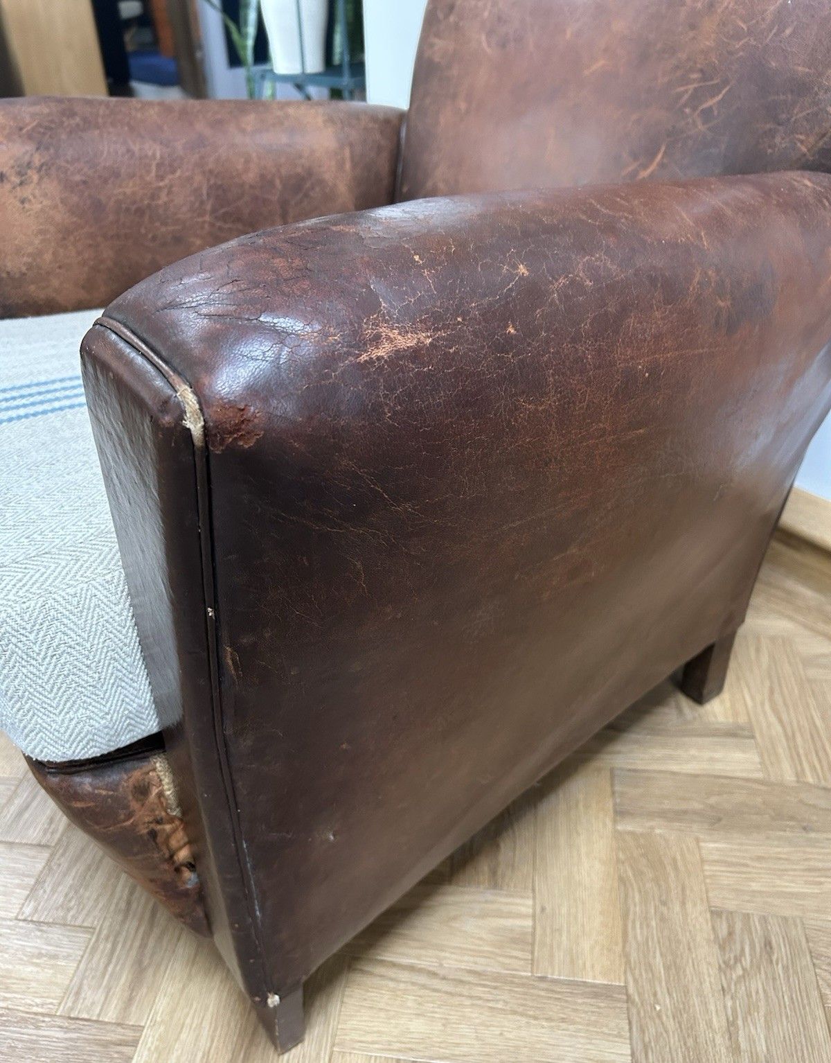 photo for sale Antique 1930’s French  Leather Club Chair