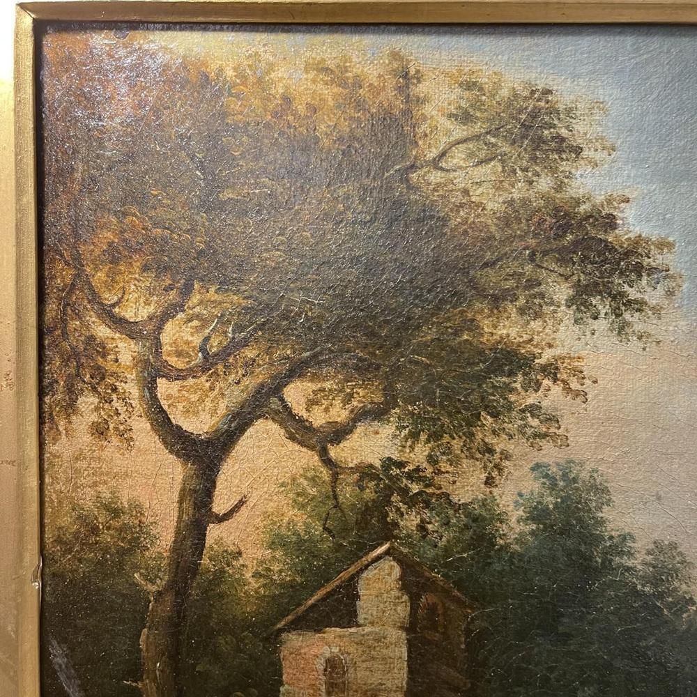 Italian School Artist, Lakescape With Forest Animated By Characters, Oil On Canvas, 18th Century, Framed photo 1937.0
